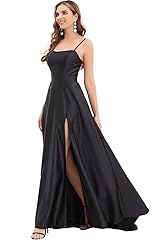 GOOSPRAN Women's satinprome Dress Long Train Side