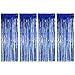 BTSD-home Blue Foil Fringe Curtain, Metallic Photo Booth Backdrop Tinsel Door Curtains for Wedding Birthday Bridal Shower Baby Shower Bachelorette Christmas Party Decorations(4 Pack, 8ft x 3ft)