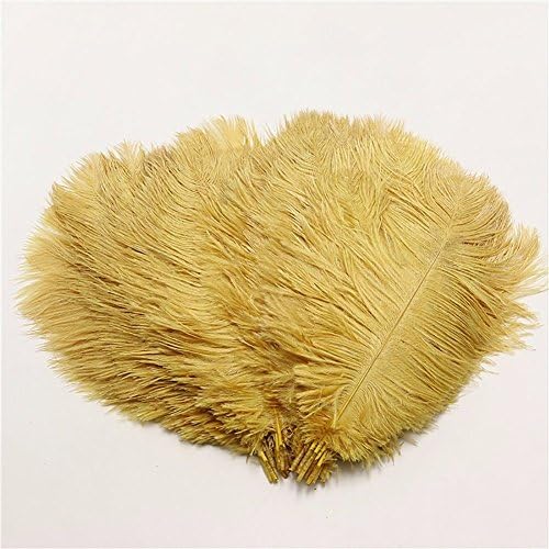 Hanlanbo 20pcs Ostrich Feather Craft Plume 10-12"(25-30cm) for Wedding Party Centerpieces Home DIY Decoration (Gold)