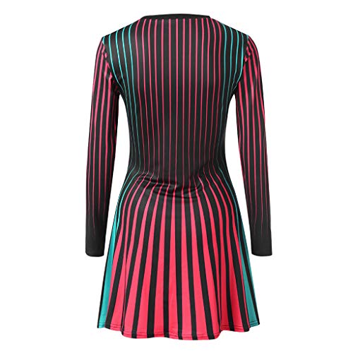 3 Alangbudu+Crewneck+Colorblock+Striped+Bodycon