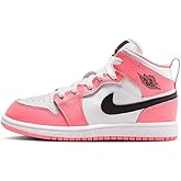 Jordan 1 Mid Little Kids' Shoes (Pink Gaze/White/Black)