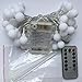 echosari [Remote & Timer] 16 Feet 50 LED Outdoor Globe String Lights 8 Modes Battery Operated Frosted White Ball Fairy Light(dimmable, Ip65 Waterproof, Cool White)