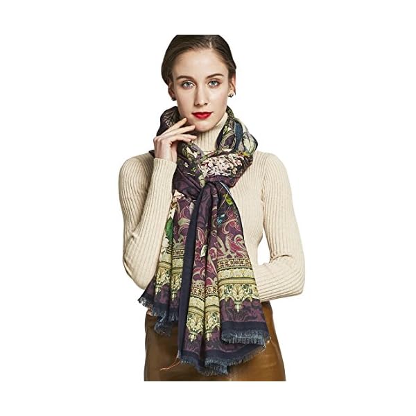 DANA XU 100% Pure Wool Women Scarf Large Size Shawl Pashmina Scarf Wrap