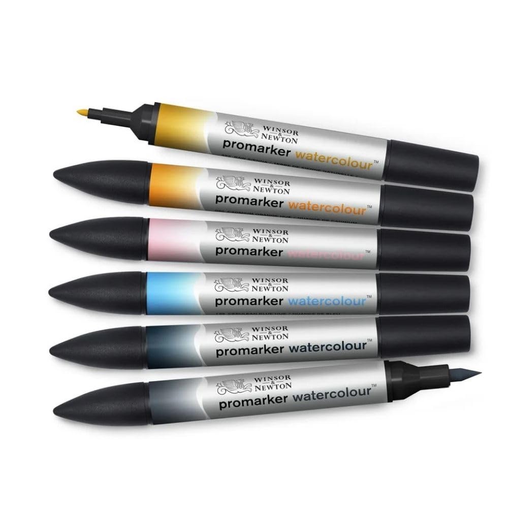 Winsor & Newton : Watercolour Marker : Set of 6 Skyscape Tones