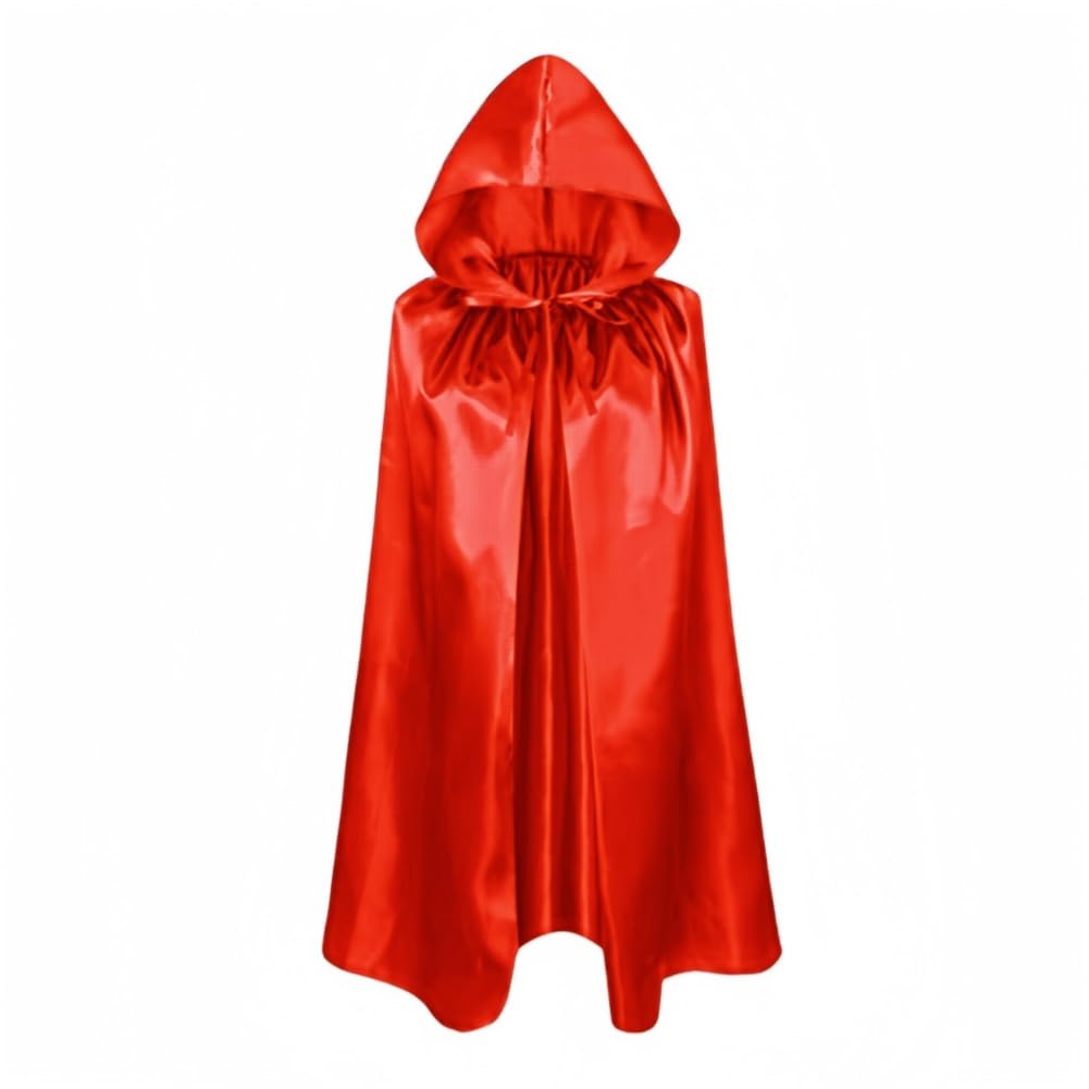 Proumhang Red Hooded Cape Kids Hooded Robe Cloak Witch Cloak Vampires Cape Devil's Cloak Grim Reaper Cape for Boys Girls Halloween Masquerade Christmas Cosplay Fancy Dress Party 120cm/47.2"