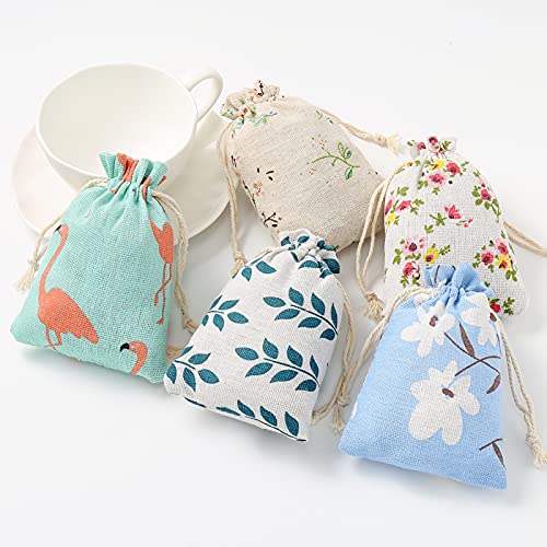 DAHI Pack of 25 Cotton Bags with Drawstring 10 x 14 cm Small Fabric Bags Gift Bags Linen Hemp Jute Drawstring Bags for Jewellery