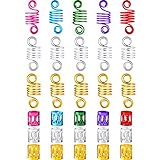Frienda 130 Pieces Aluminum Hair Coil Dreadlocks Adjustable Hair Cuffs Hair Braiding Beads for Men and Women, 7 Colors