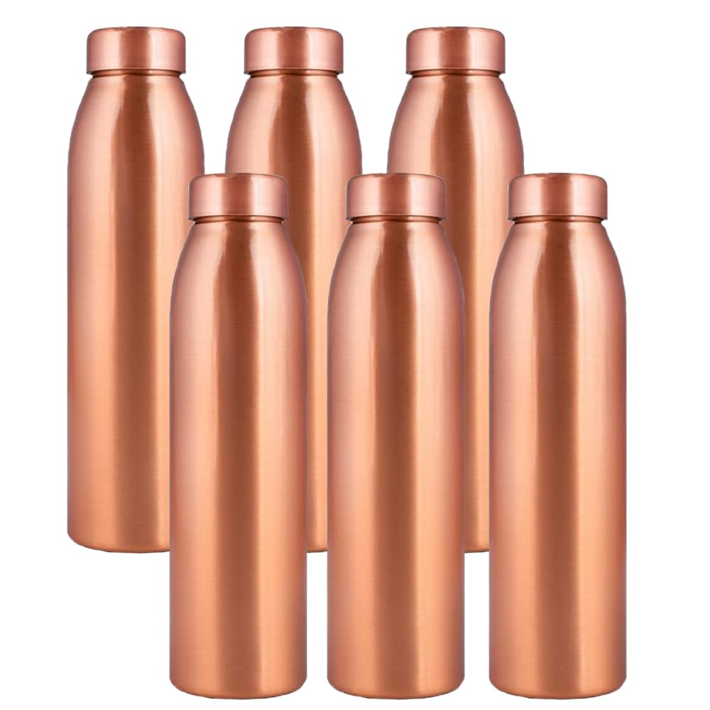 Photo 1 of NORMAN JR, Copper Water Bottle 1L - Gift Box of 6, Plain, an Ayurvedic vessel made from pure copper - helps you drink more water, with many health benefits