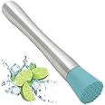 Gorilla Grip Stainless Steel Cocktail Muddler, Grooved Head to Release Flavor, Durable Comfortable Masher, Essential Bartende
