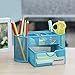 Annstory Home Office Desk Organizer with 9 Compartments + Drawer Mesh Tray for Pen, Great Adult Kids Gift,Blue