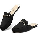 MUSSHOE Mules for Woman Buckle Flats Comfortable Slip on Women Mules Flats Shoes Backless Loafers