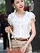 Aro Lora Women's Short Sleeve Round Neck Lotus Leaf Ruffle Shirt Blouse