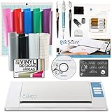 Silhouette Cameo + Vinyl, Tool Kit, Pix Scan Mat, 12 Exclusive Vinyl Designs and 4 Sketch Pens
