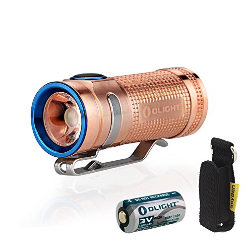 Bundle: Olight S MINI Cree XM-L2 Cool White Flashlight The Smallest Side-Switch EDC Flashlight Limited Version With CR123A Battery and Skyben Holster(S mini CU (Raw Copper)