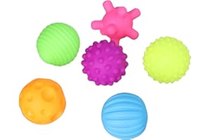SPYMINNPOO Textured Multi Ball Set, 6pcs Baby Textured Ball Set Infant Funny Soft Elastic Multicolor Squeezing Sensory Toy fo