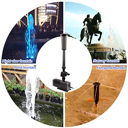 YCTECH 660 GPH Ultra-Quiet Submersible Pump with Fountain Kit for Pond, Statuary, Garden