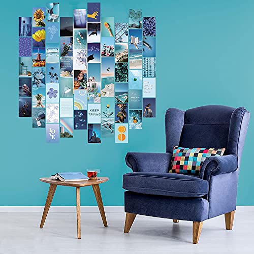 fantasy casa Blue Collage Kit for Wall Aesthetic Decor, 60 Set 4x6 inch Images, Room Decor for Teen Girls, Posters For Room Aesthetic, cool room decor aesthetic, Wall Collage Kit Aesthetic Pictures, Posters Aesthetic, Collage Kit