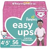 Pampers Easy Ups Pull On Disposable Training Diaper for Girls Size 6 (4T-5T), 56 Count, Super Pack