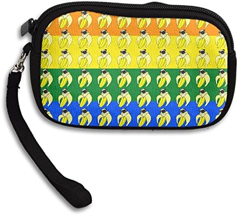 Gay Flag Banana Pug Coin Purse Wallet Wristlet Pouch Coin Wallet Zipper Change Holder