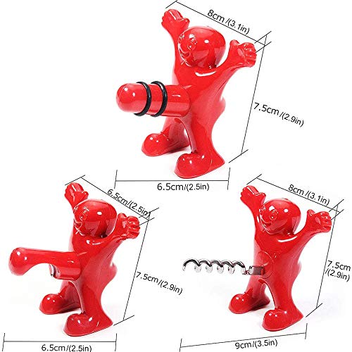 Faraone4w 3 in 1 Wine Opener Set, Happy Man Bottle Opener, Wine Bottle Stoppers Wine Bottle Corkscrew Beverage Bottle Stopper Corkscrew, Novelty Set - Gift Set - Wine Saver