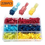 220 PCS T Tap Electrical Connectors Wire Connectors - Quick Wire Splice Taps and Insulated Male Quick Disconnect Terminals