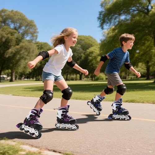 Adjustable Inline Skates for Boys and Girls with Luminous Wheels Roller Skates for Beginners and Women