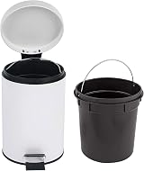 Crystals Small Pedal Bin with Lid 3 Litre Stainless Steel Bathroom Bin White view 4