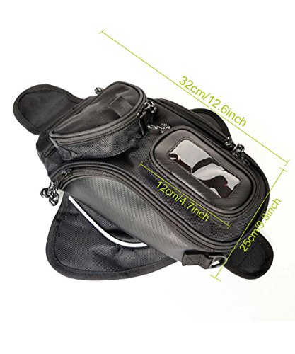 Meago Motorcycle Tank Bag, Hkim Waterproof Accessories Bags with Strong Magnetic Motorbike Bag for Honda Yamaha Suzuki Kawasaki Harley, Black (Tank Bag)