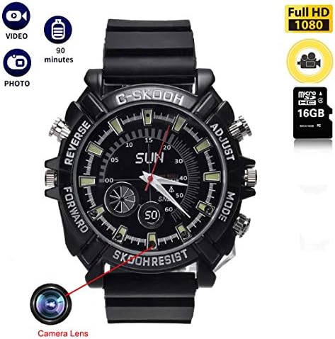 1080P Micro Camera Watch - Spy Hidden Cameras - with 16 GB Memory Card Night Vision Cameras Multifunction Smart Waterproof Watch IR for Baby Monitor
