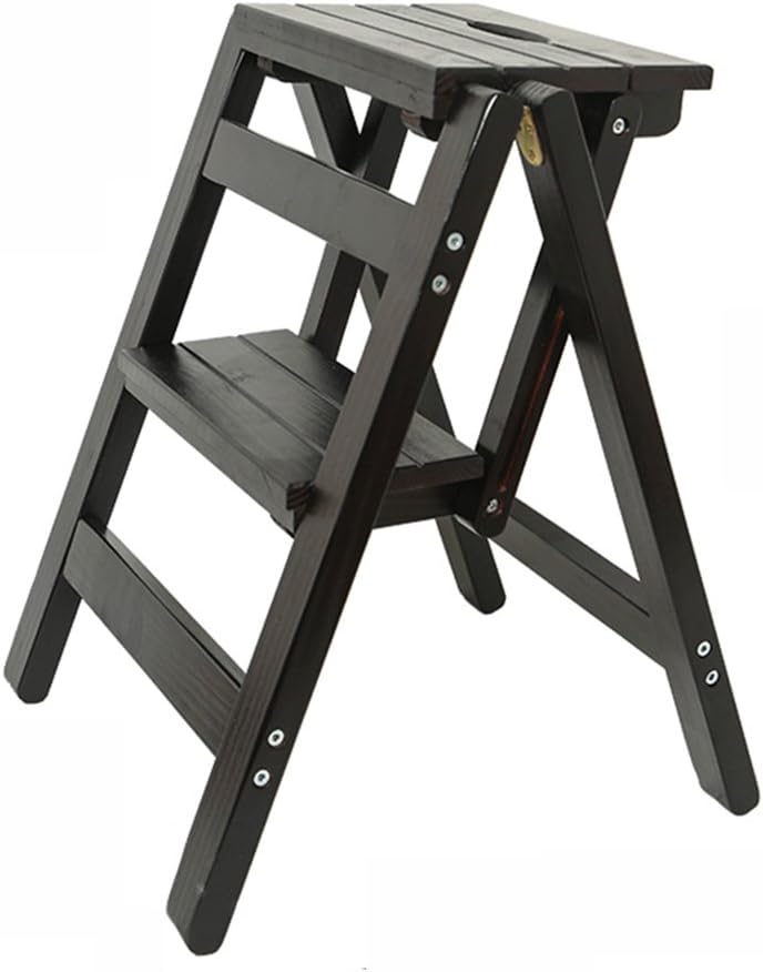 DY Foldable Step Stool Ladder Stool Solid Wood Multifunction Non-slip Thick Plate Fashion Simple, 2, 3 Step Ladder (Color : B, Size : 2 steps)