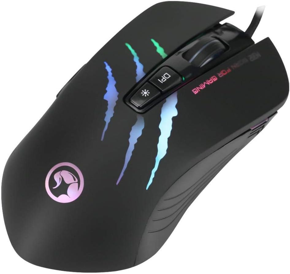 MARVO M312 Gaming Mouse - Rainbow RGB Lighting, Adjustable 4800dpi Optical Sensor, 7 Programmable Buttons, USB 2.0 Connection, Black - Image 5