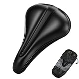 DAWAY Comfortable Bike Seat Cover – Extra Soft Gel & Foam Padded Exercise Bicycle Saddle Cushion Men Women Kids, Fit Spin Class, Stationary Bike, Mountain Road Bikes, Outdoor Cycling, 1 Year Warranty