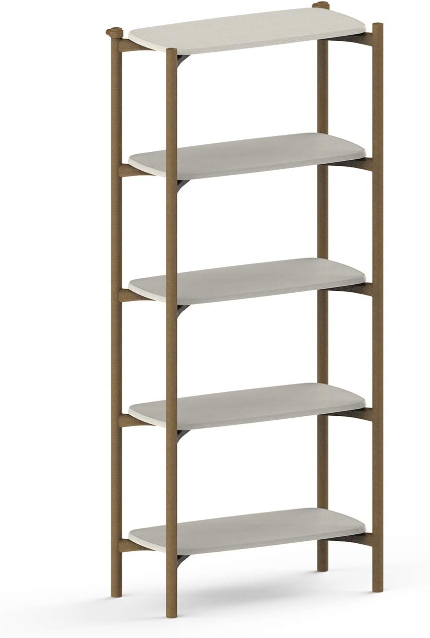 KETER FOM by Keter 5 Tier BASE Modern Bookshelf Wall Mounting Shelving System Made with Sustainable Manufacturing – Perfect for Home Décor, Office Storage and Organization, White
