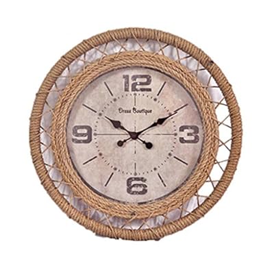 Vintage Nostalgic Hemp Rope Wall Clock Cafe Arabic Numerals Decorate Wood Mute Clock Living Room Bedroom Study… 51BDAZdZkgL. SS400