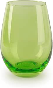 Circleware Calabria Stemless Wine Glasses, Set of 4 Drinking Glassware for Water, Juice, Beer, Liquor and Best Selling Kitchen &amp; Home Decor Bar Dining Beverage Gifts, 18.5 oz, Lime Green