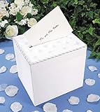 Darice VL8132722F Wedding Satin Card Box with Crystal Flip Top Opening, White