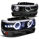 Chevy Silverado Tahoe Suburban Black Halo Led Projector headlights, bumper light