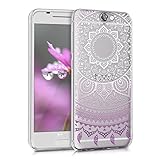kwmobile TPU Silicone Case for HTC One A9 - Crystal Clear Smartphone Back Case Protective Cover - Violet White Transparent