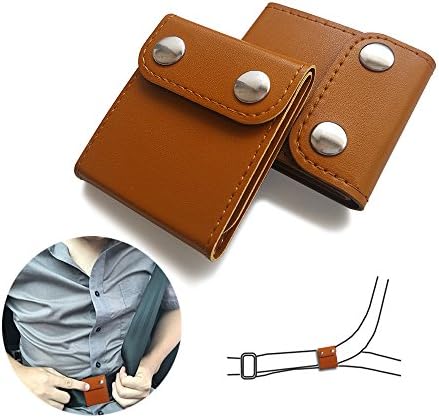 Seatbelt Adjuster, ILIVABLE Comfort Auto Shoulder Neck Protector Locking Clip Covers, Vehicle Car Seat Belt Safety Positioner (Brown, 2 Pack)