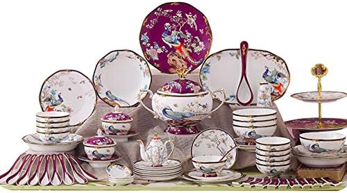 驚きの値段で 68点セラミック食器セット 高級手描き料理とボーンチャイナディナーセット 中国景徳鎮で手作り スープ鍋 鍋 スプーン 絶妙なギフト包装 食器 Color A