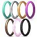 ThunderFit Stackable Silicone Wedding Rings for Women, Thin Rubber Engagement Bands 2.5mm Wide 1.8mm Thick - 1/2/3/4/5/7 Variety Multipack