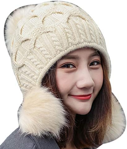 ケイミ ニット帽 レディース ポンポン 大きいサイズ 耳あて付 手編み かわいい スノボ 雪山 スキー おしゃれ 小顔効果 秋冬 防寒 ケーブル編み ブランド品