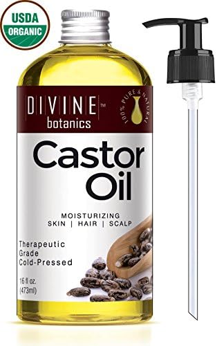 Organic Castor Oil 16oz for Face Eyelashes Hair Body Moisturize Anti Aging Anti Wrinkle Natural Solution Natural Elixir for falling hair, grow Eyelashes and Eyebrows