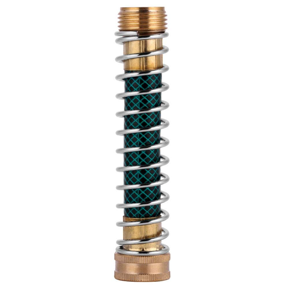 Garden Faucet Extension Hose Connector Spring Coil Kink Protector Brass Coupling with Flexible Coil