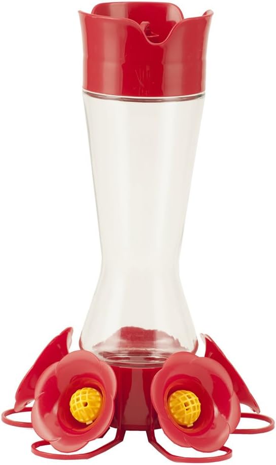 Backyard Birding & Wildlife - Perky-Pet 204CP-4 Favored Pinch-Waist Glass Hummingbird Feeder with Built-in Ant Moat and Bee Guards - 16 oz