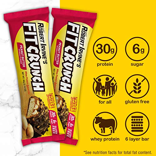 Chef Robert Irvine's FITCRUNCH Protein Bars, Full Size Protein Bars, Gluten Free Baked Bar (12