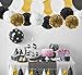 Paxcoo 86 Pcs Black and Gold Party Decorations with Balloons Tassel Garland and Paper Pom Poms for Happy New Year New Year's Eve 20st, 30th, 40th, 50th, 60th, 70th,75th, 80th Birthday