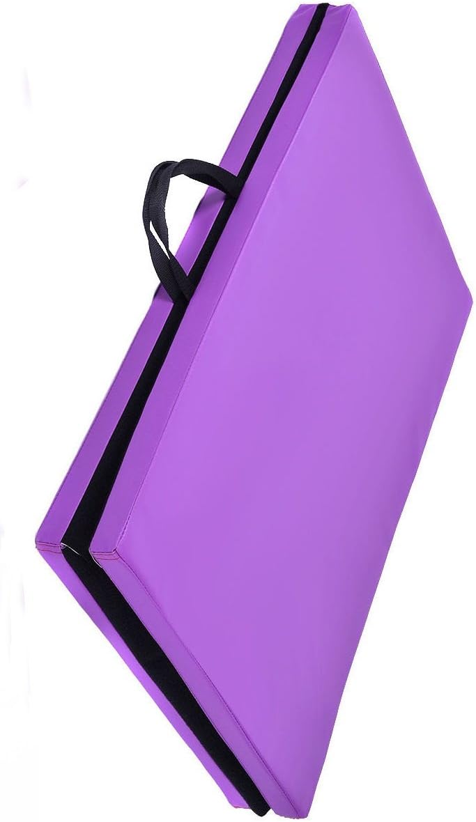 Purple, 6’x24"X1.5'' Gymnastics Mat Thick Two Folding Panel Gym Fitness Exercise