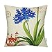 HIPPIH 4 Packs Pillow Covers - Throw Pillowcases Cotton Linen Sofa & Bed Home Decor Design 18 X 18 Inch Cushion Covers, Four Flowers