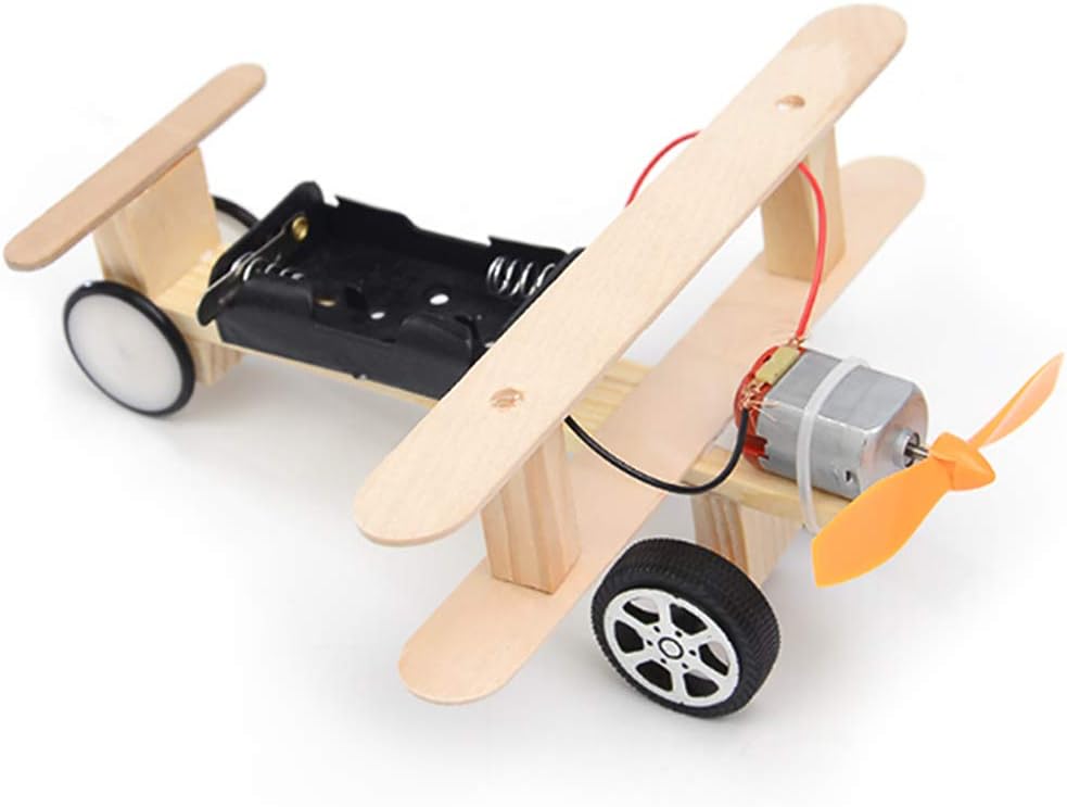 KKmoon Wood Electric Aircraft Electric Glider DIY Kit Kids Toy Airplane DIY Kit Electric Wooden Airplane Model for Children Flying Model Assembled Experiment DIY Model Building Kits